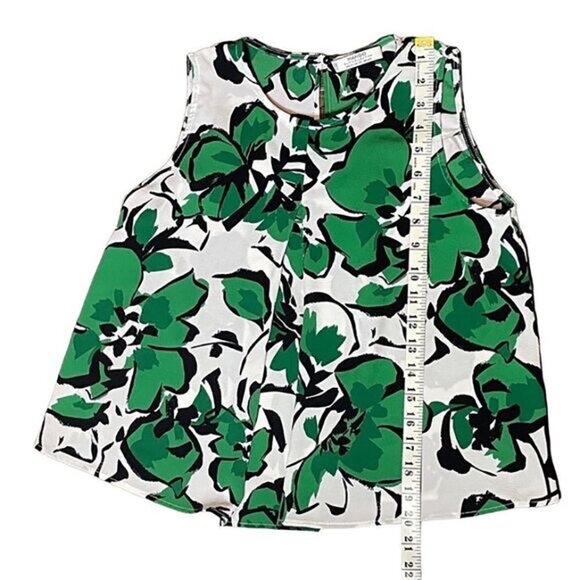 MANGO SUIT Collection Green and White Floral Sleeveless Blouse - Picture 4 of 5